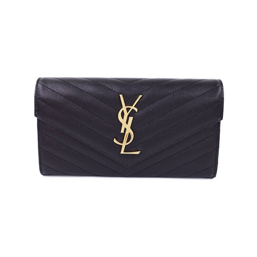 SAINT LAURENT Paris Monogram Flap Wallet Bi fold Long